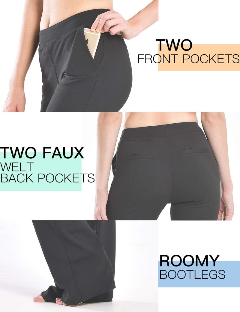 Safort 31" 34" Women Bootcut Yoga Tall Dress Pants Flare Long Trousers Work Stretchy Business Casual Slacks Pockets, 34", Grey, L - Image 4