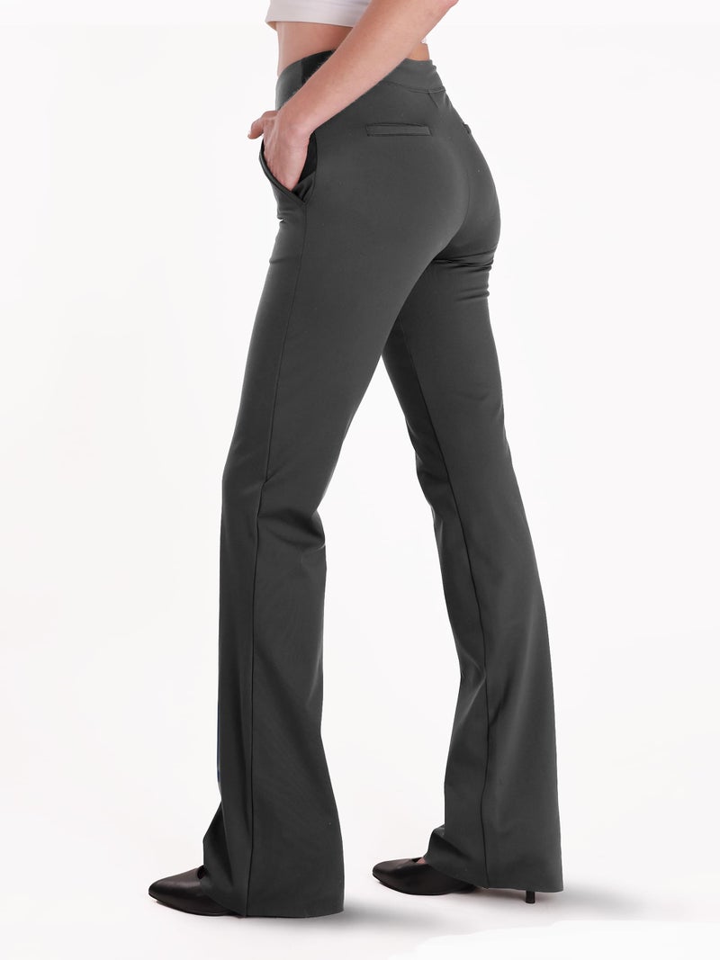 Safort 31" 34" Women Bootcut Yoga Tall Dress Pants Flare Long Trousers Work Stretchy Business Casual Slacks Pockets, 34", Grey, L - Image 2
