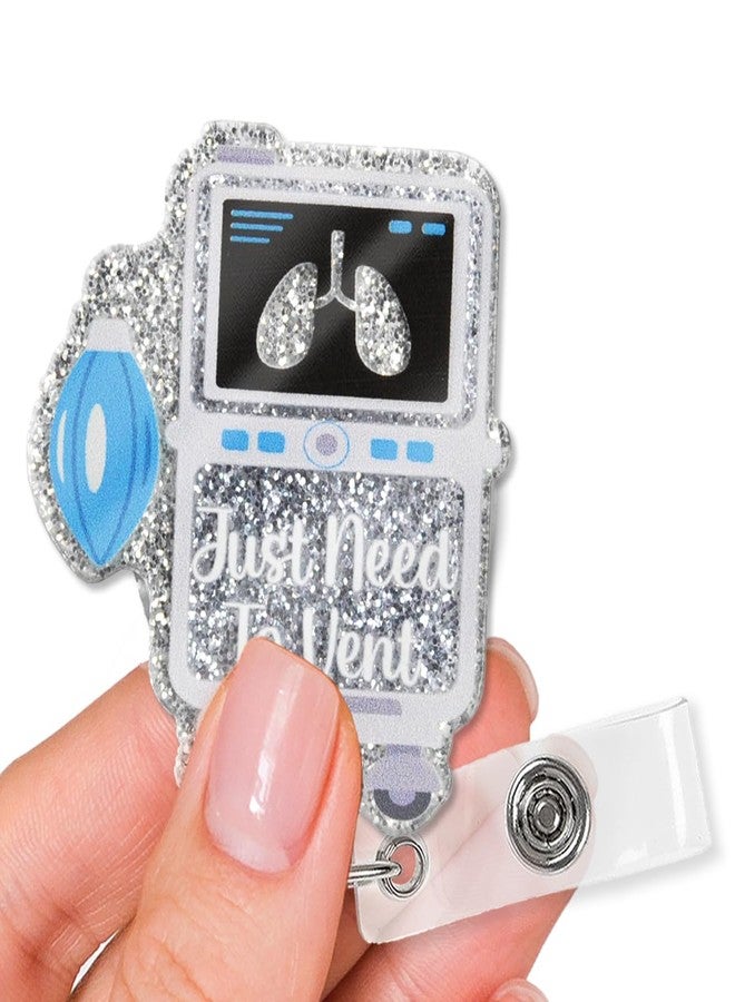 XQLZY Just Need to Vent Funny Glitter Badge Reels Holder, Cute Ventilator Badge Holder for Medical Graduates, Christmas Birthday Gift for Respiratory Physician Nurse Physician Assistant ICU MD RN LPN - Image 1
