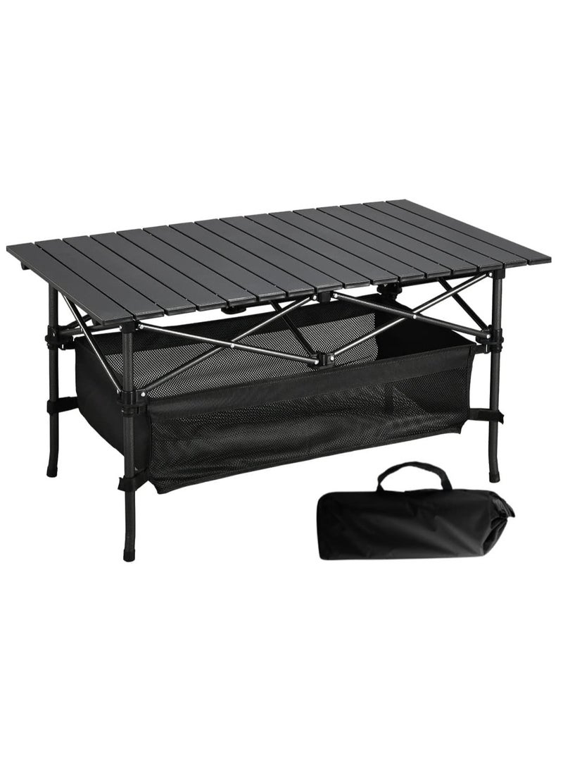 Arabest Folding Camping Table Lightweight Aluminum Folding Table Roll Up Table with Carrying Bag for Indoor, Outdoor, Camping, Backyard, BBQ, Party, Patio, Beach, Picnic - Image 1