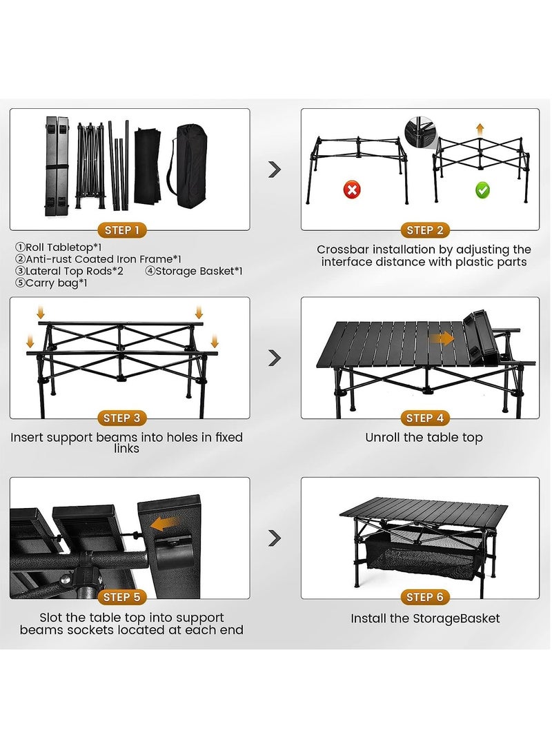 Arabest Folding Camping Table Lightweight Aluminum Folding Table Roll Up Table with Carrying Bag for Indoor, Outdoor, Camping, Backyard, BBQ, Party, Patio, Beach, Picnic - Image 4