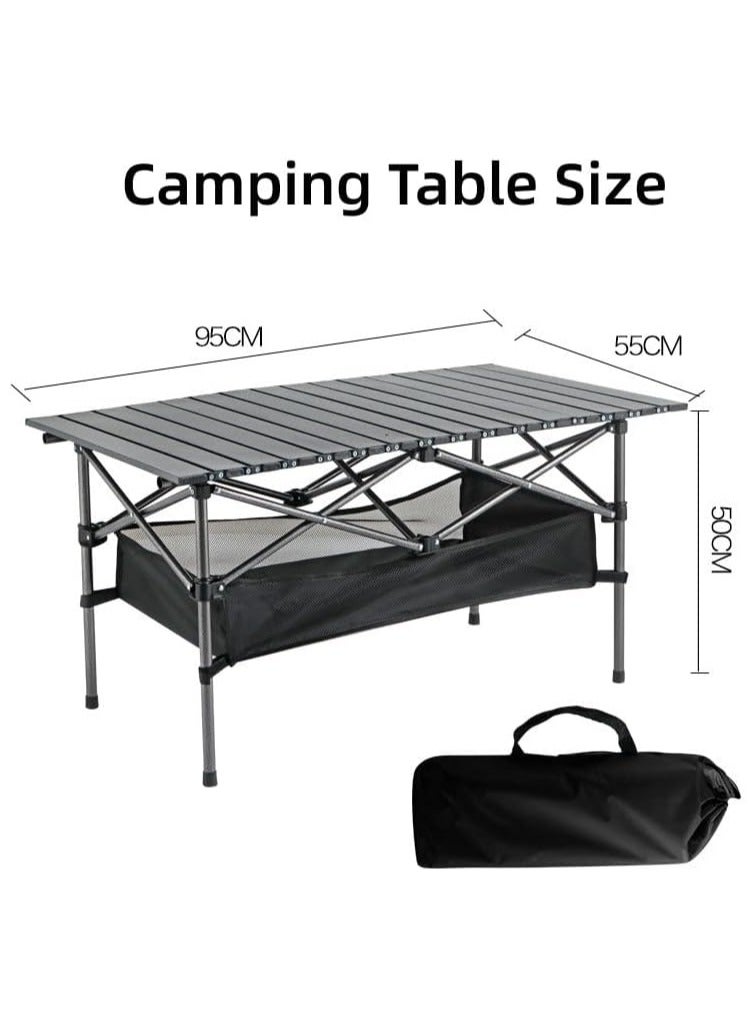 Arabest Folding Camping Table Lightweight Aluminum Folding Table Roll Up Table with Carrying Bag for Indoor, Outdoor, Camping, Backyard, BBQ, Party, Patio, Beach, Picnic - Image 2
