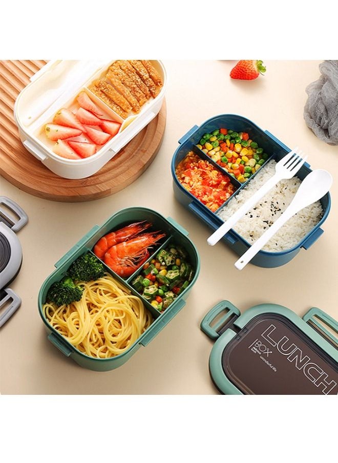 2 Layer Portable Hermetic Lunch Box  Grid Children Student Bento Box With Fork Spoon Leakproof Microwavable Prevent Odor School