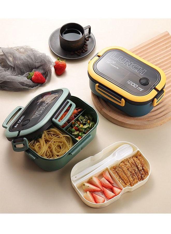 2 Layer Portable Hermetic Lunch Box  Grid Children Student Bento Box With Fork Spoon Leakproof Microwavable Prevent Odor School