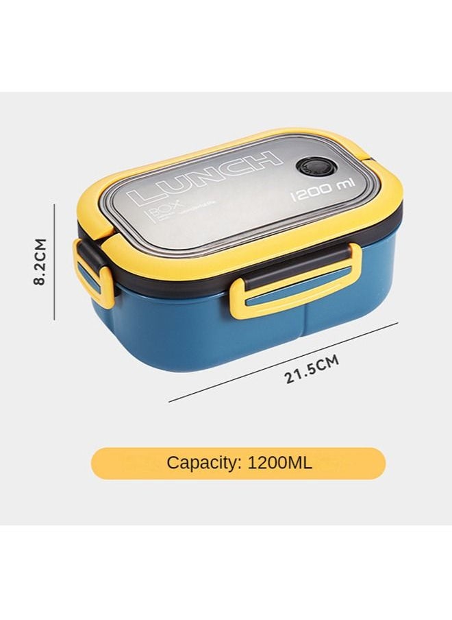 2 Layer Portable Hermetic Lunch Box  Grid Children Student Bento Box With Fork Spoon Leakproof Microwavable Prevent Odor School