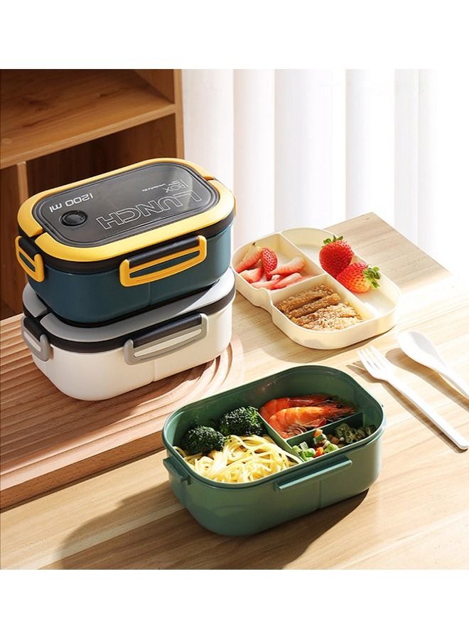 2 Layer Portable Hermetic Lunch Box  Grid Children Student Bento Box With Fork Spoon Leakproof Microwavable Prevent Odor School