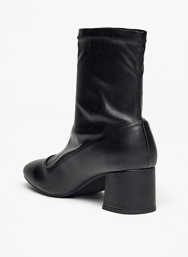 Flora Bella By Shoexpress Women's Solid Slip-On Ankle Boots with Block Heels  - Image 2