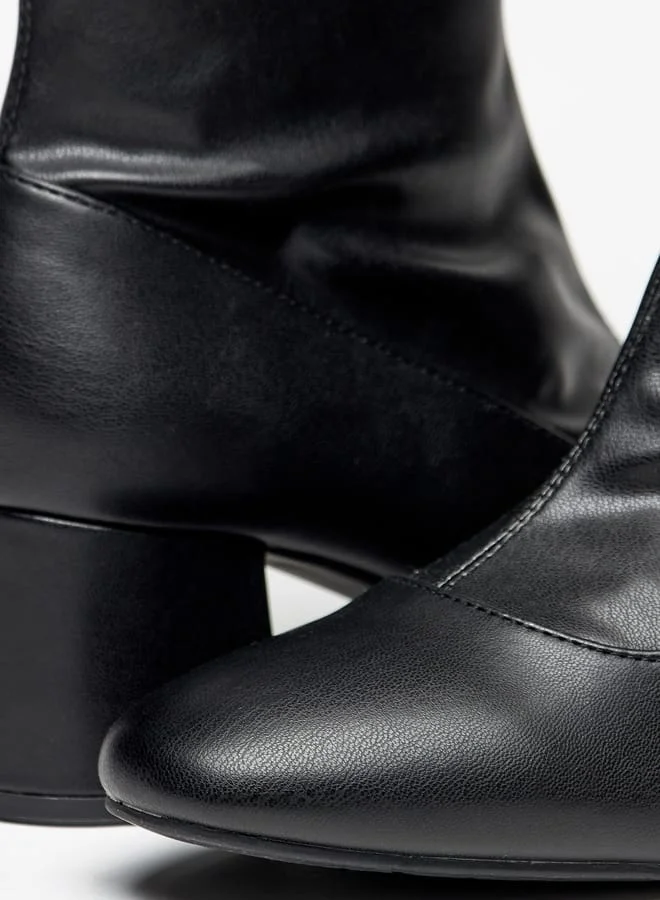 Flora Bella By Shoexpress Women's Solid Slip-On Ankle Boots with Block Heels