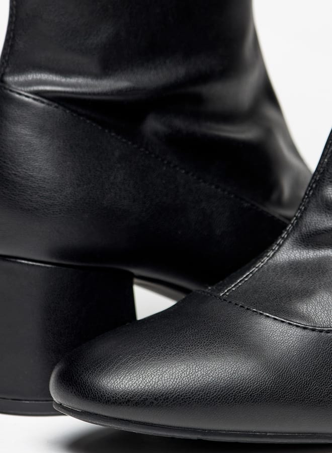 Flora Bella By Shoexpress Women's Solid Slip-On Ankle Boots with Block Heels  - Image 5