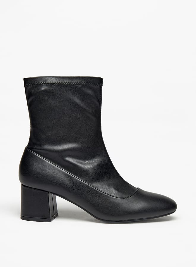 Flora Bella By Shoexpress Women's Solid Slip-On Ankle Boots with Block Heels  - Image 3