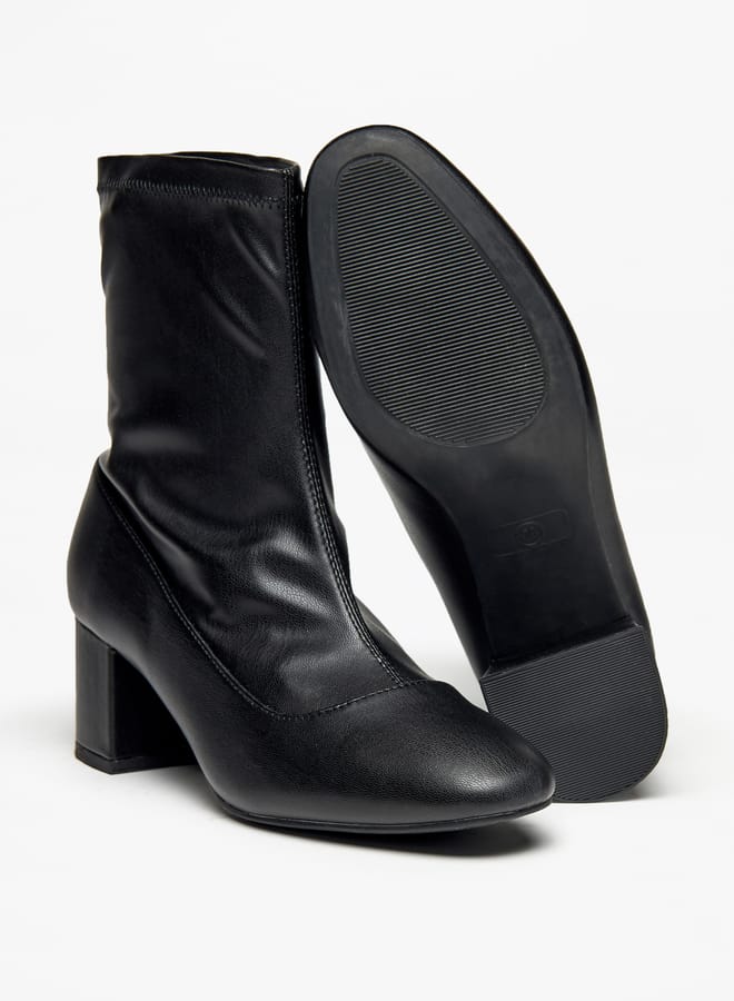 Flora Bella By Shoexpress Women's Solid Slip-On Ankle Boots with Block Heels  - Image 4
