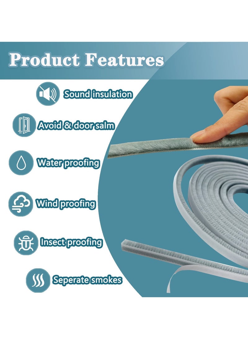 VIUAUAX شريط مانع للتسرب ذاتي اللصق للنوافذ والأبواب المنزلية، شريط مانع للتسرب للأبواب، شريط مانع للتسرب ذاتي اللصق بفرشاة للنوافذ والأبواب، شريط مانع للتسرب لعزل النوافذ، شريط مانع للتسرب بفرشاة بعرض 9 مم × سمك 9 مم، 10 أمتار - Image 4