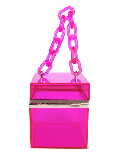 London Rag Fuchsia Cuboid Clear Box Clutch Bag