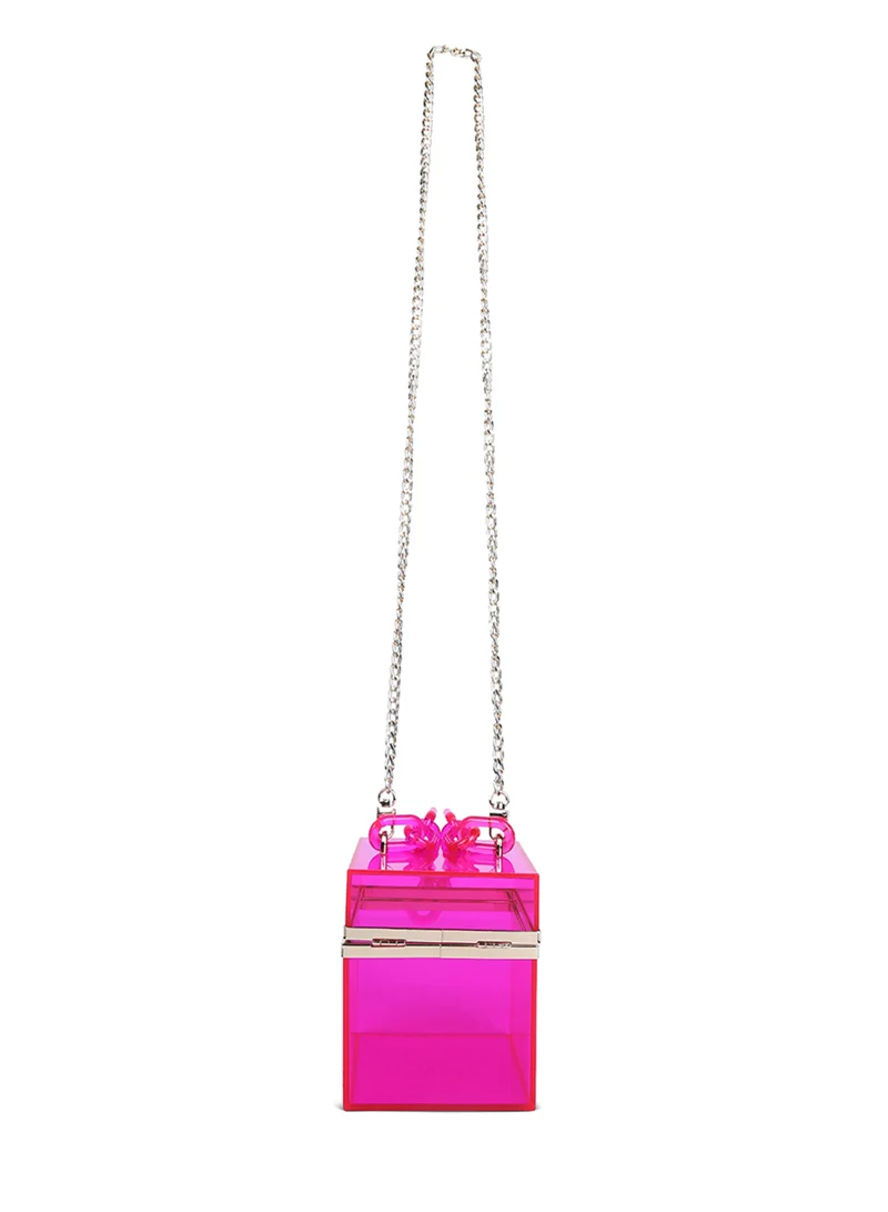 London Rag Fuchsia Cuboid Clear Box Clutch Bag