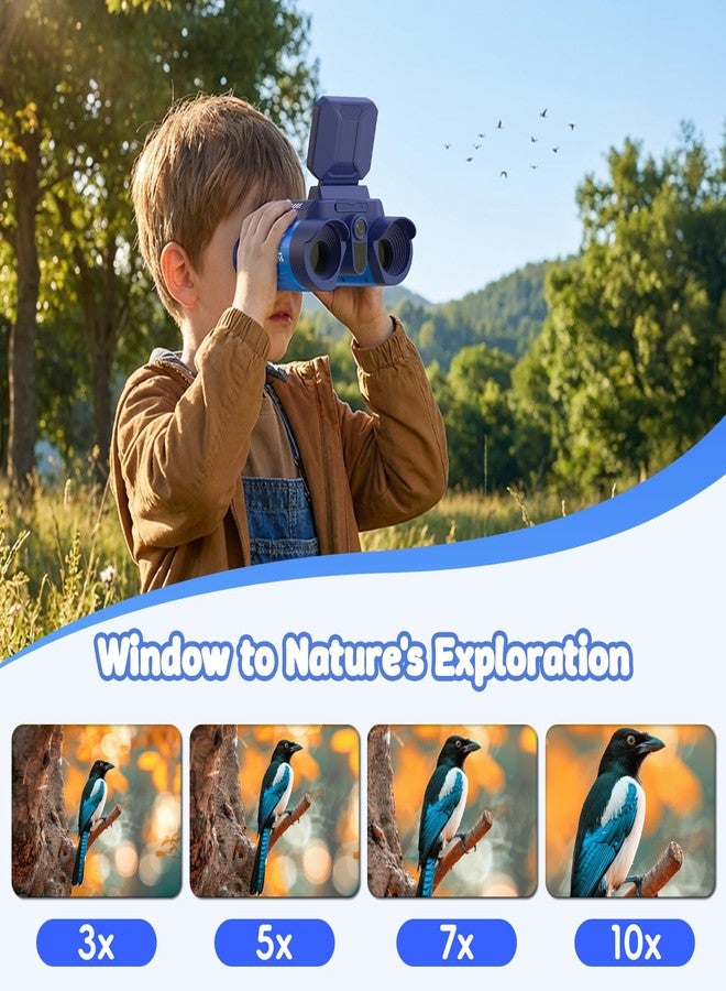 OAEBLLE Kids Binoculars with Night Vision Camera, 10X Zoom Digital Adventures Telescope with 2.4" IPS Screen, Nature Explorer STEM Toys for Bird Watching Camping, Gifts for Boys Girls Age 4-12 - Blue - Image 4