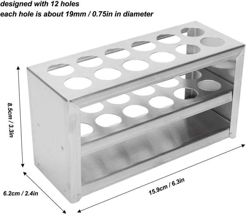 klarako Tube Rack, 0.75in 12 Holes 3 Tiers Stainless Steel Test Tube Holder, Lab Stand Rack for Classroom, Lab School Scientific Experiments, Beads Liquid Spice Seed Storage, Party Decorat - Image 4