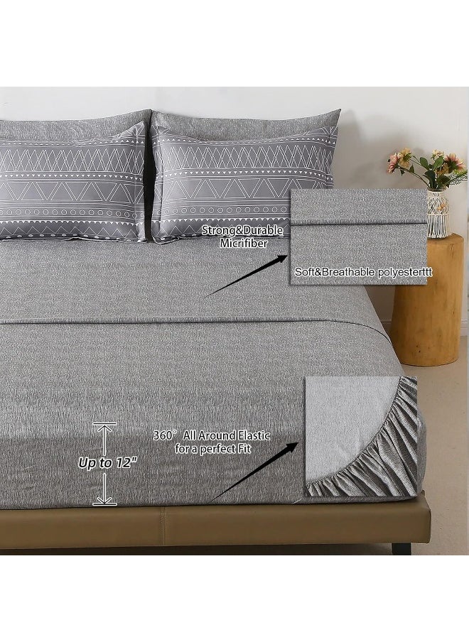Generic WONGS BEDDING 7 Pieces Grey Boho Comforter Set King Size  - Image 5