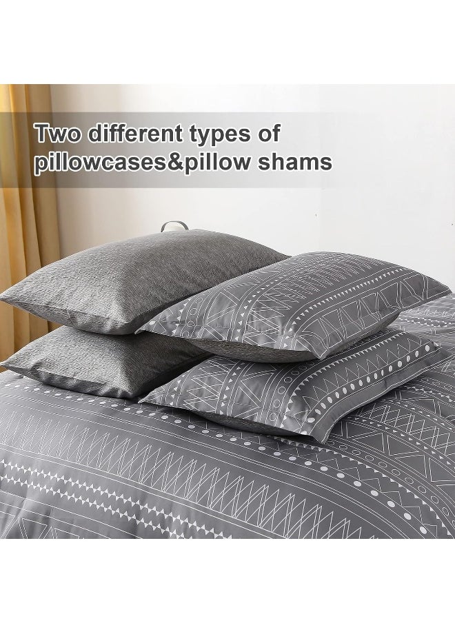 Generic - WONGS BEDDING 7 Pieces Grey Boho Comforter Set King Size - Image 1