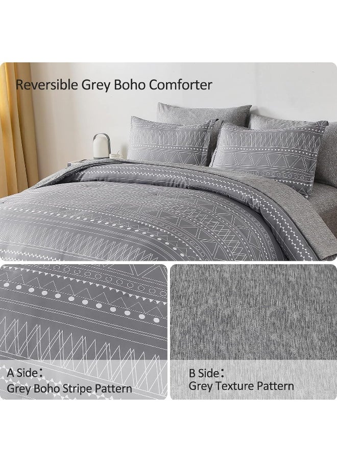 Generic WONGS BEDDING 7 Pieces Grey Boho Comforter Set King Size  - Image 2