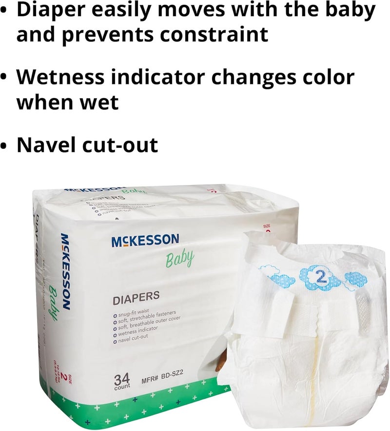 McKesson Size 2 Baby Diapers 12 to 18 lbs 34 Count 1 Pack - Image 4
