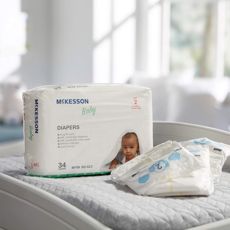 McKesson Size 2 Baby Diapers 12 to 18 lbs 34 Count 1 Pack - Image 5