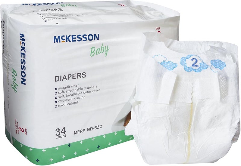 McKesson Size 2 Baby Diapers 12 to 18 lbs 34 Count 1 Pack - Image 1