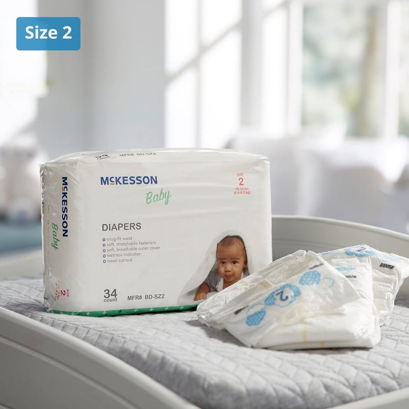 McKesson Size 2 Baby Diapers 12 to 18 lbs 34 Count 1 Pack - Image 2