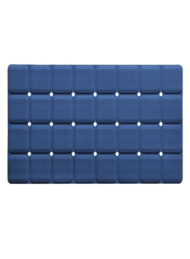 Webos Silicone Bath Mat with Suction Cups - Non-Slip Foldable Bathtub & Shower Mat, Durable & Quick-Dry Safety Tub Mat with Large Drain Holes for Families 28"x 14" Navy Blue - Image 1