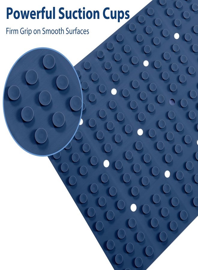 Webos Silicone Bath Mat with Suction Cups - Non-Slip Foldable Bathtub & Shower Mat, Durable & Quick-Dry Safety Tub Mat with Large Drain Holes for Families 28"x 14" Navy Blue - Image 3