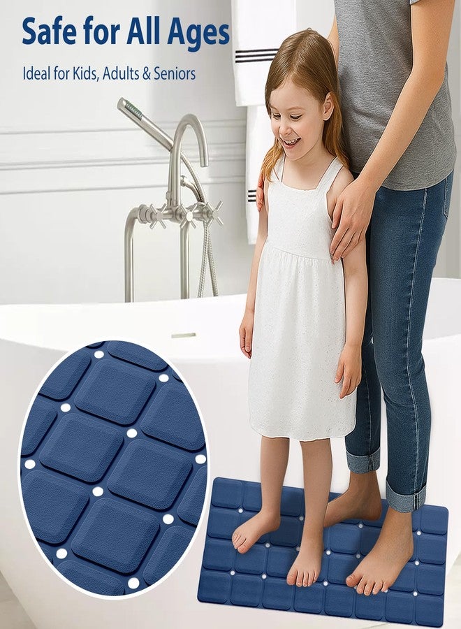 Webos Silicone Bath Mat with Suction Cups - Non-Slip Foldable Bathtub & Shower Mat, Durable & Quick-Dry Safety Tub Mat with Large Drain Holes for Families 28"x 14" Navy Blue - Image 5