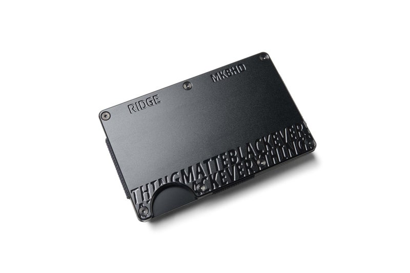 The Ridge Ridge Wallet for Men - Slim Minimalist Compact Wallet and Card Holder, RFID Protected Front Pocket Wallets for Men with Integrated Cash Strap (Matte Black Everything) - Image 1