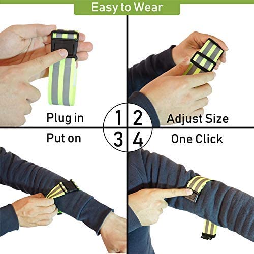 TOURUN Reflective Running Gear Belt for Night Walking/Running, Visibility Bands for Runners, Cyclists - Bicycle Pants Cuff Clips, Arm/Ankle/Leg Safety Bands (2 Bands) - Image 5