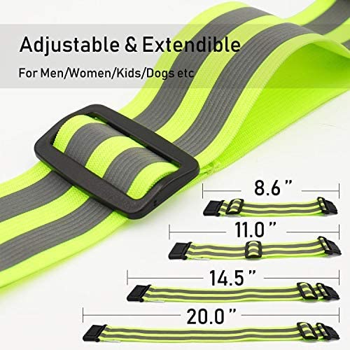TOURUN Reflective Running Gear Belt for Night Walking/Running, Visibility Bands for Runners, Cyclists - Bicycle Pants Cuff Clips, Arm/Ankle/Leg Safety Bands (2 Bands) - Image 2