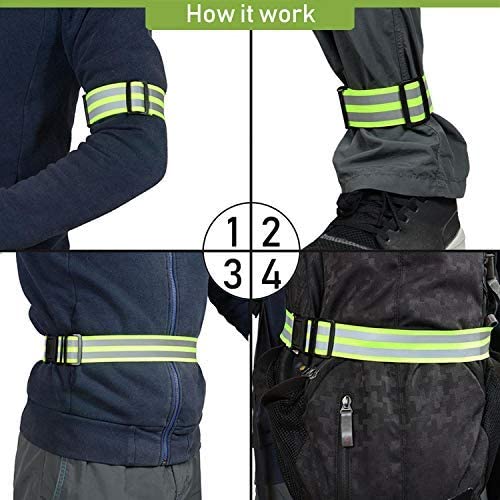 TOURUN Reflective Running Gear Belt for Night Walking/Running, Visibility Bands for Runners, Cyclists - Bicycle Pants Cuff Clips, Arm/Ankle/Leg Safety Bands (2 Bands) - Image 3