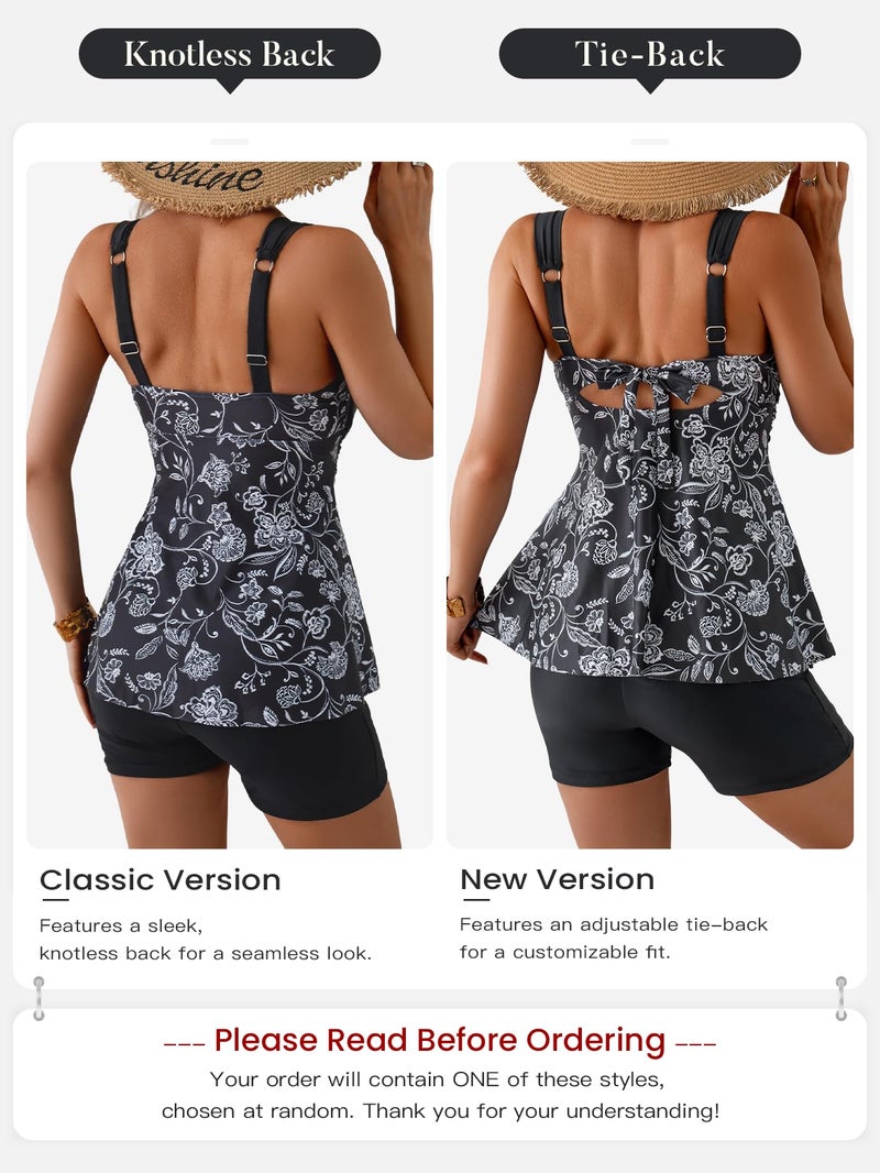 B2prity Tankini Swimsuits for Women Tummy Control Two Piece Modest Bathing Suits Floral Skirt Top with Boyshorts - Image 4