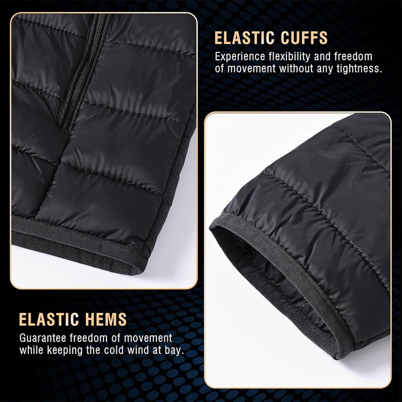 Rapoo Men's Lightweight Waterproof Puffer Jacket - Black XL - Image 5