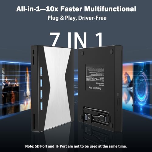 Wbacon أقراص بلو راي خارجية، محرك أقراص بلو راي محمول بدقة 4K، محرك حرق بلو راي USB 3.0 من نوع C، مشغل UHD BD مع منفذ SD/TF، محرك أقراص CD/DVD R/W 3D بلو راي، محرك أقراص بلو راي خارجي بدقة 4K متوافق مع ويندوز وماك أو إس ولابتوب - Image 3