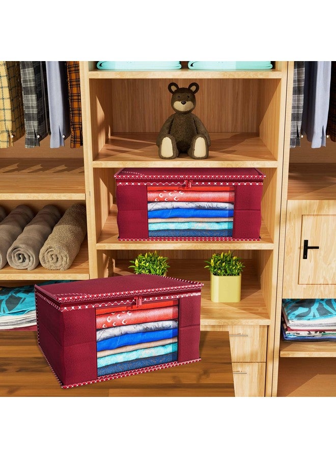 Kuber Industries Clothes Organizer For Wardrobe (Pack Of 3) - Storage Organizer For Saree | Shirts | Salwar Suit | Lehenga - Dress Organizer For Wardrobe - Saree Covers With Zip (Maroon) - Image 2