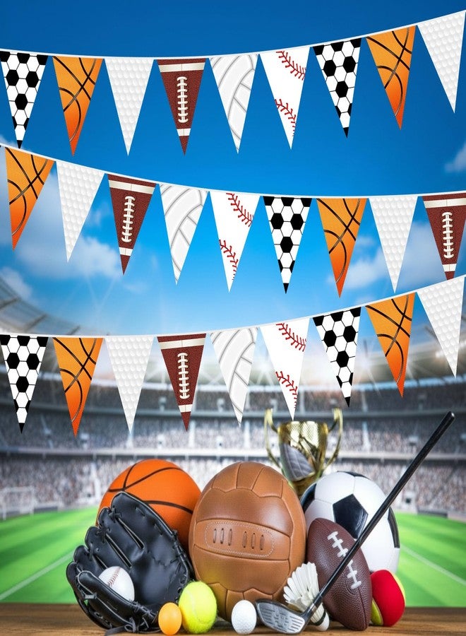 Faccito 5 Pack Sports Banners Party Decorations Sports Championship Pennants Hanging Decor Themed Triangle Flags Athletics Game Garland for Birthday Party Supplies (Colorful) - Image 4