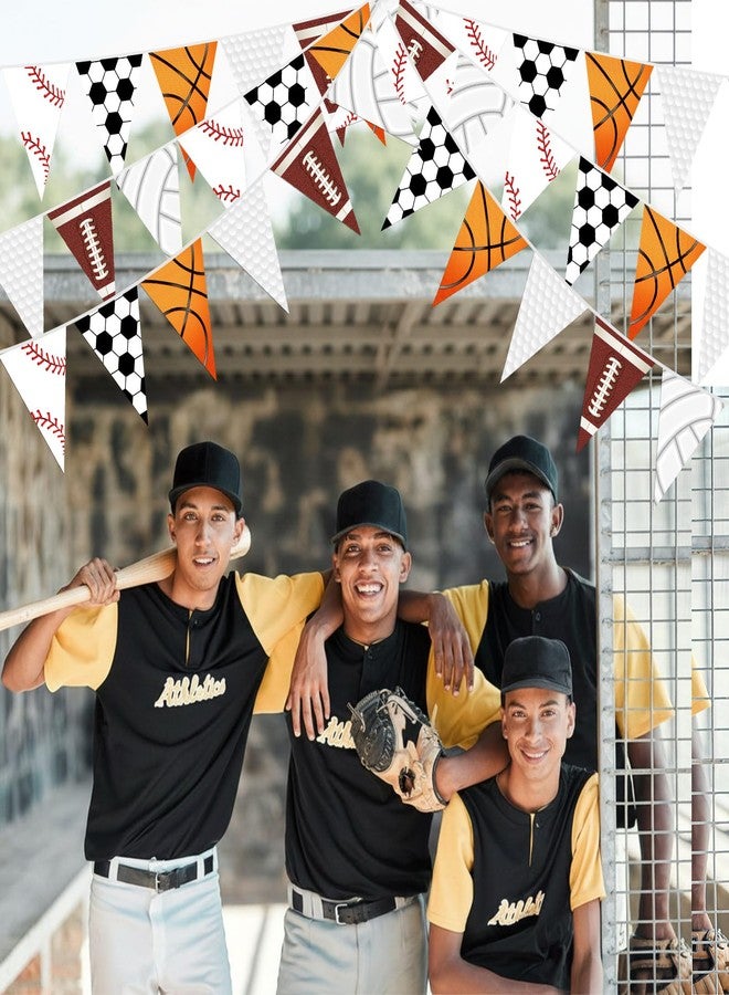 Faccito 5 Pack Sports Banners Party Decorations Sports Championship Pennants Hanging Decor Themed Triangle Flags Athletics Game Garland for Birthday Party Supplies (Colorful) - Image 5