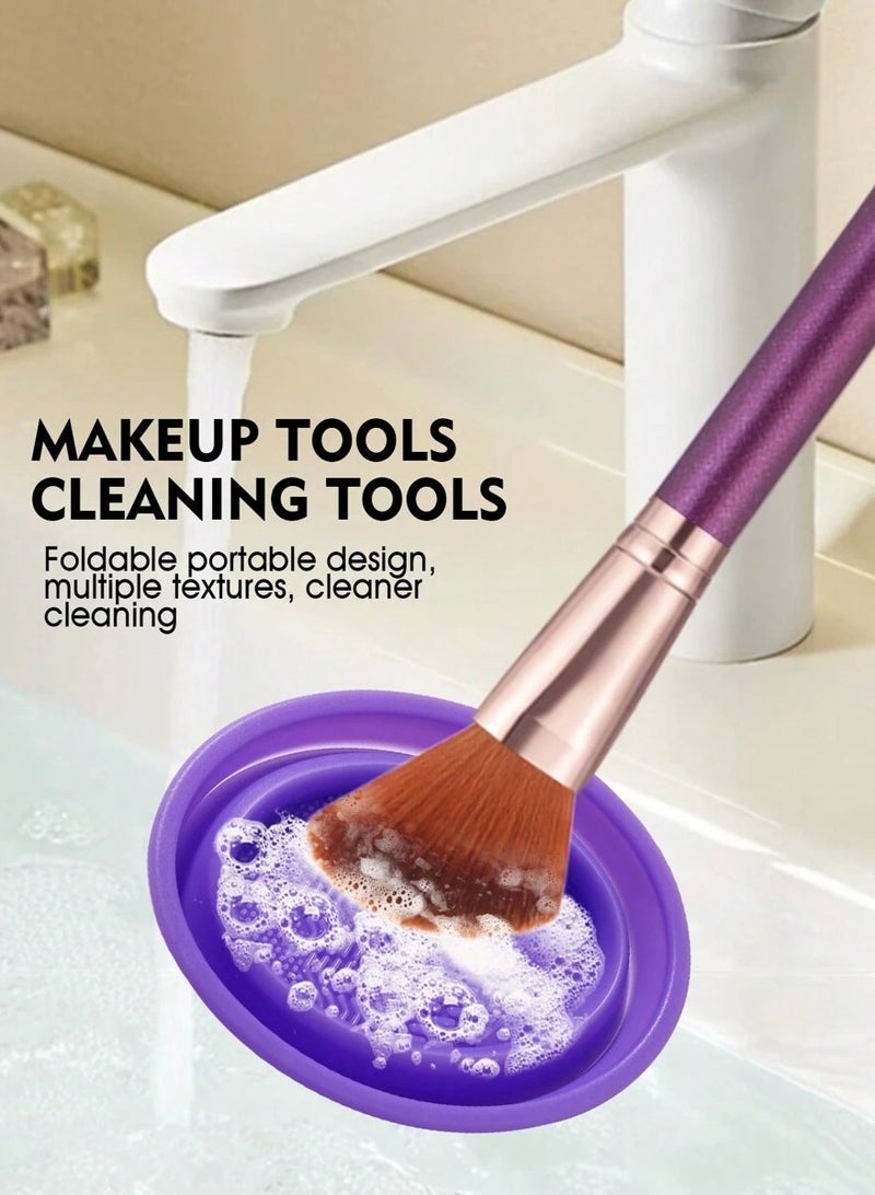 Complete Makeup Brush and Tool Set - Purple-Themed for Flawless Application - Image 5