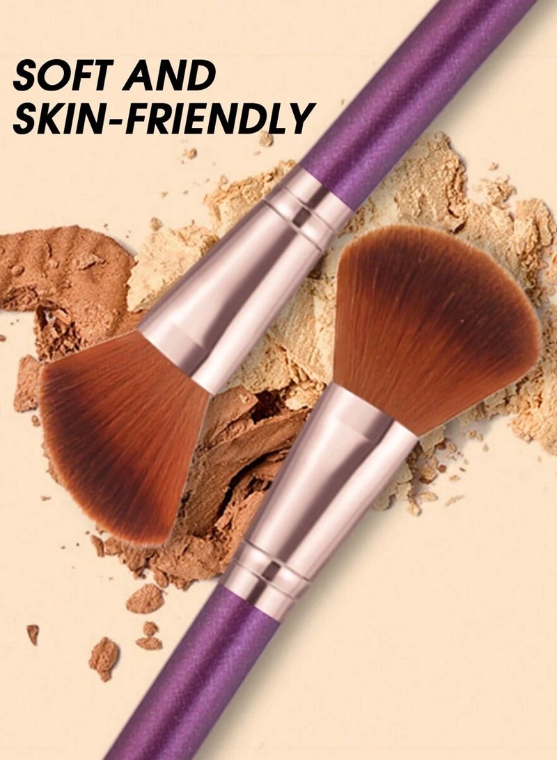Complete Makeup Brush and Tool Set - Purple-Themed for Flawless Application - Image 2