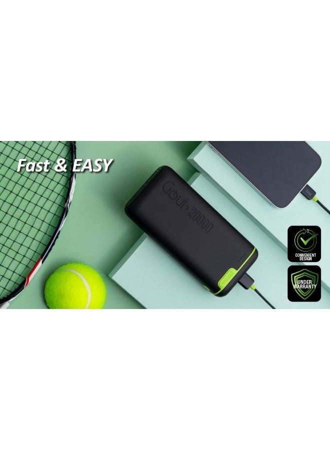 جوي كيقو باور بانك 20,000 ملي أمبير (عبوة من قطعتين) | ثلاثي المخارج (منفذان Type-C + منفذ USB-A) | تصميم مدمج و صغير الحجم يدعم الشحن المتزامن للهواتف الذكية والأجهزة اللوحية وأجهزة الألعاب وسماعات البلوتوث والمزيد | تصميم مناسب للسفر لتوفير الطاقة أثناء التنقل – باللون الأسود - Image 4