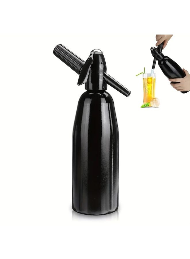 Black Portable Soda Maker Manual Hand Powered Carbonation Machine No Electricity Needed - Image 1