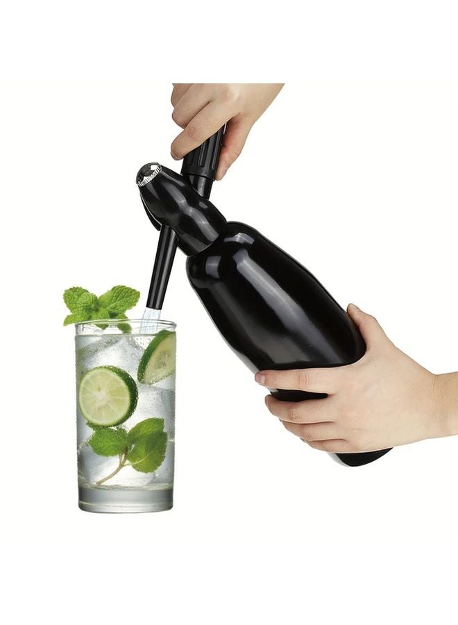 Black Portable Soda Maker Manual Hand Powered Carbonation Machine No Electricity Needed - Image 3