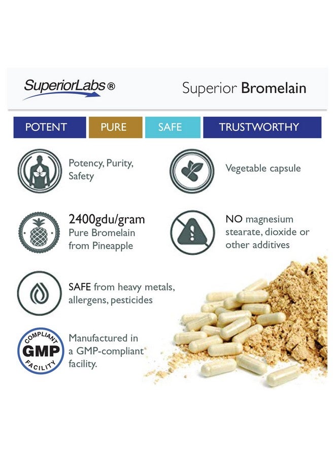 Superior Labs - Bromelain 500mg Supplement - Non GMO, Bromelain Enzyme - 2,400 GDU/Gram - Supports Healthy Digestion - 120 Vcaps - Image 5