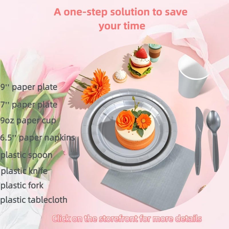 Ottin Solid Silver Paper Dinner Napkins 6.5'' Disposable Luncheon Napkins 50 Count for Birthday Wedding Party Everyday Lunch Dinner Event New Year - Image 4