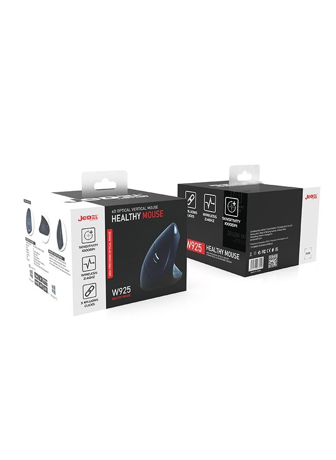 JeDEL - W925 Wireless Ergonomic Gaming Mouse for Windows, Mac, Ergonomic Design, USB 2.4Ghz Mouse with USB Receiver, 1000/1200/1600 DPI, Black - Image 1