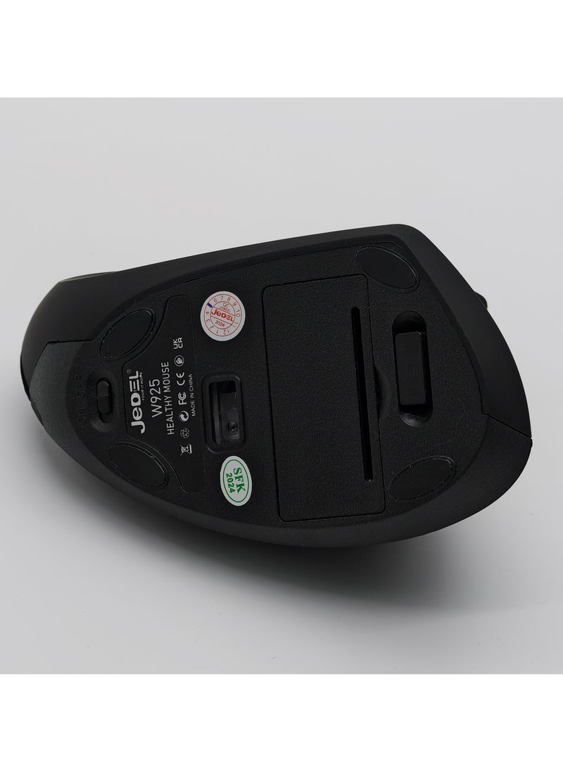 JeDEL - W925 Wireless Ergonomic Gaming Mouse for Windows, Mac, Ergonomic Design, USB 2.4Ghz Mouse with USB Receiver, 1000/1200/1600 DPI, Black - Image 1