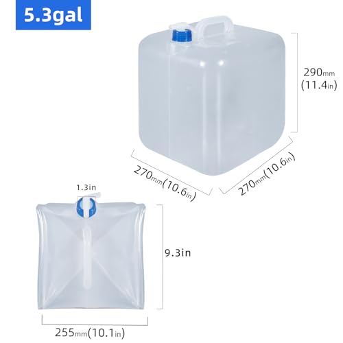 UMETASS 2 Pack 5.3 Gallon Collapsible Water Container with Spigot, Foldable Cube Water Jugs Portable Water Storage for Outdoors Camping Hiking Disaster Preparedness & Survival Gear - Image 2